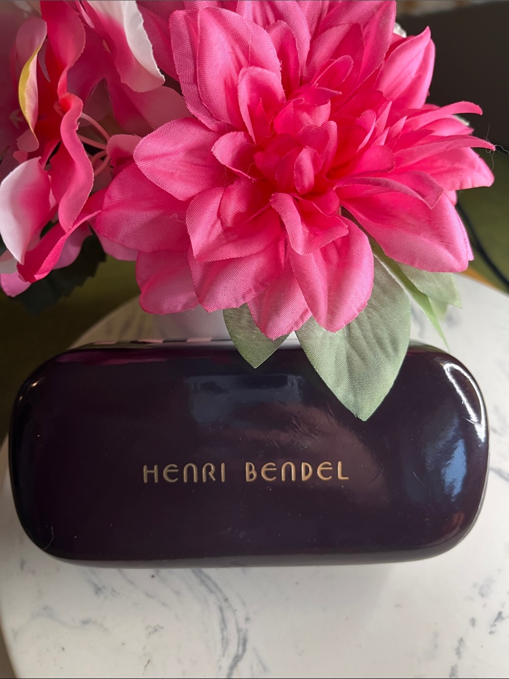 Henri Bendel Glossy Eyewear Case in Deep Plum